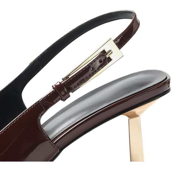 Women Closed Toe 3.5 IN Kitten Brown Heels Women Pumps Square Toe Heeled - Picture 3 of 6